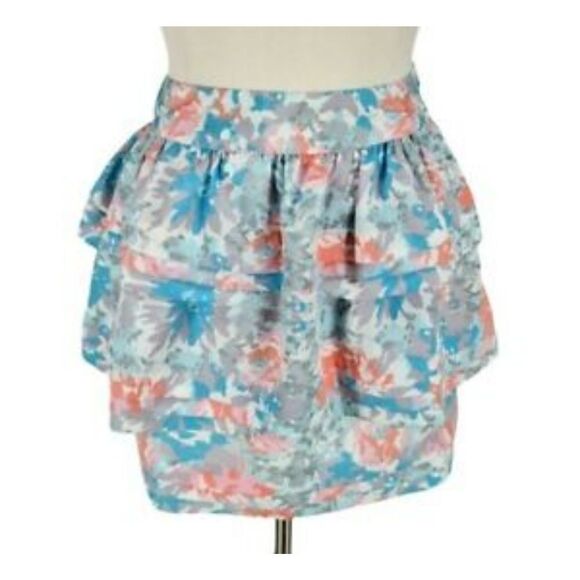 Urban Outfitters Kimchi Blu Watercolor Multicolored Tiered Skirt Women's Size 4. - Picture 1 of 8